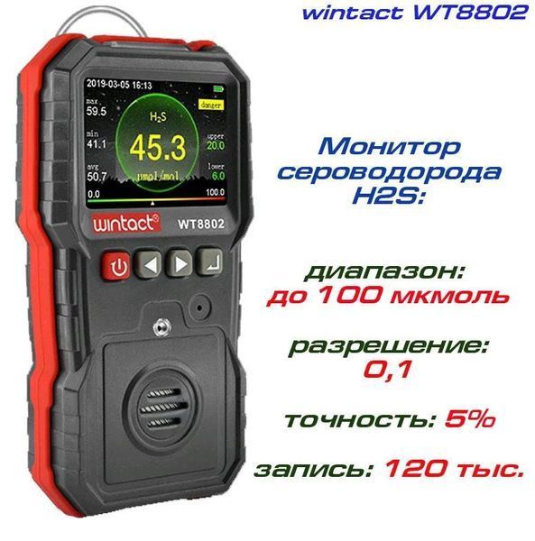 Вимірювач концентрації сірководню WT8802 фото