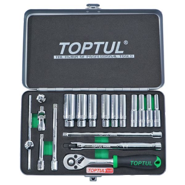 Набор инструмента 1/4" 18ед. дюймового 3/16"-9/16" (длинные головки) TOPTUL GCAD1813 GCAD1813 фото
