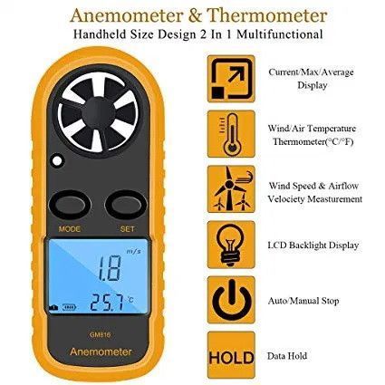 Анемометр 0,1-30м/с, -10-45&deg;C BENETECH GM816 GM816 фото