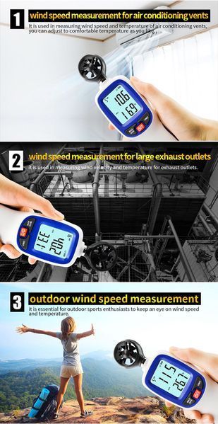 Анемометр крильчастий Bluetooth (0,3 ~ 30 м / с) WT82B фото