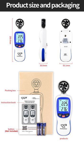 Анемометр крильчастий Bluetooth (0,3 ~ 30 м / с) WT82B фото