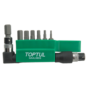 Набор бит 1/4" HEX 2-8мм + Гобр.перех. 8ед. TOPTUL GAAL0803 GAAL0803 фото