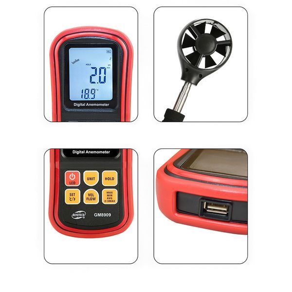 Анемометр, выносная телескопическая крыльчатка 0,3-45м/с, 0-45&deg;C BENETECH GM8909 GM8909 фото