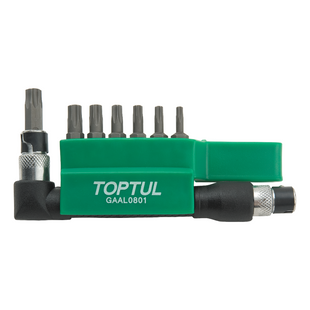 Набор бит 1/4" TORX T10H-T40H + Гобр.перех. 8ед. TOPTUL GAAL0801 GAAL0801 фото