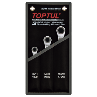 Набор ключей накидных с двойной трещоткой 72 зубца Pro-Series 3шт 8-19мм TOPTUL GPAQ0301 GPAQ0301 фото