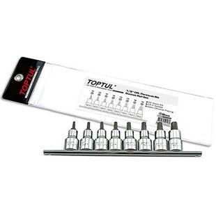 Набор бит пятигранных впрессованных в головку 1/2" TORX T20-T55 с отверстием 8ед. TOPTUL GAAG0806 GAAG0806 фото